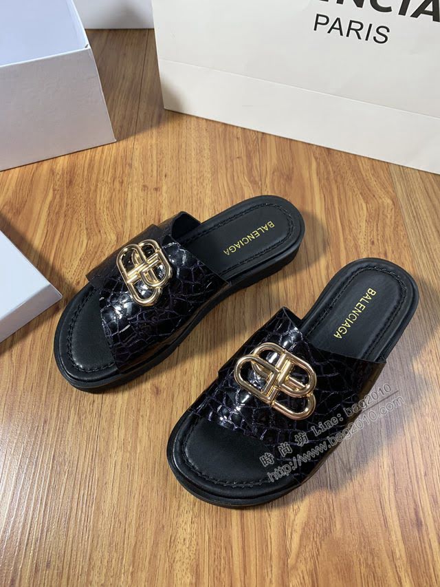 Balenciaga經典款男鞋 巴黎世家頂級版本男士夏季牛皮鞋面涼拖  hdbl1286